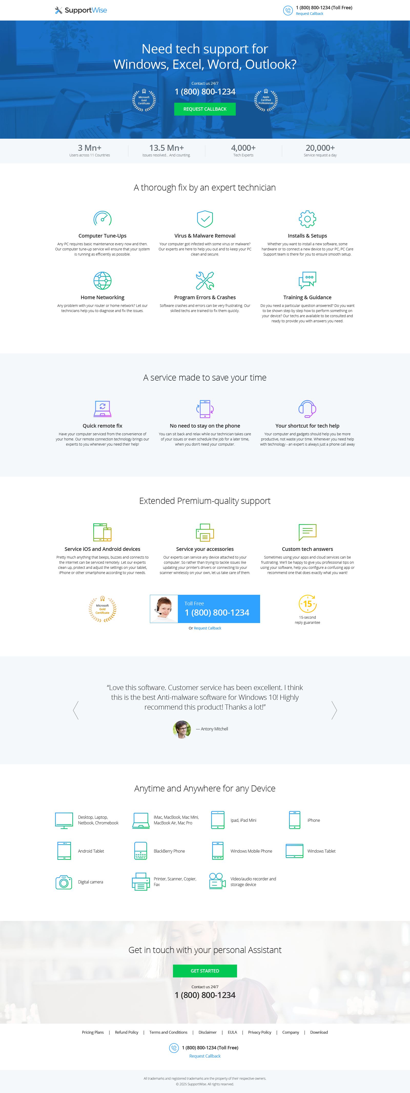Tech Support Services Platform — full page screenshot