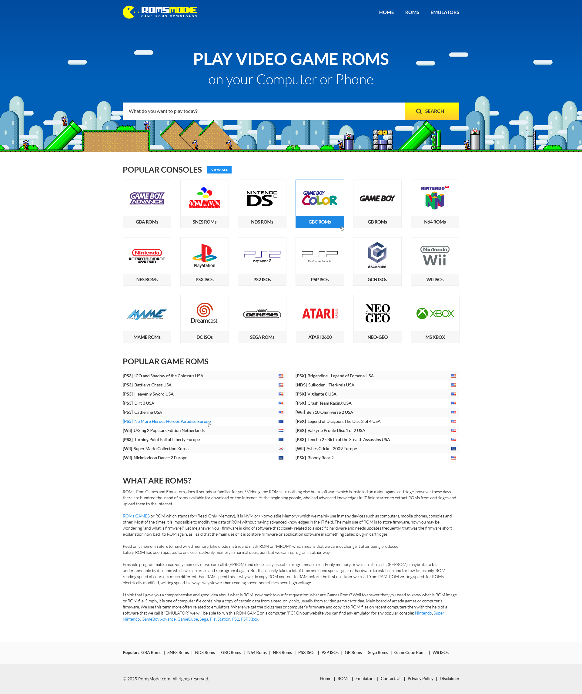 ROMs, Emulators Marketplace — full page screenshot